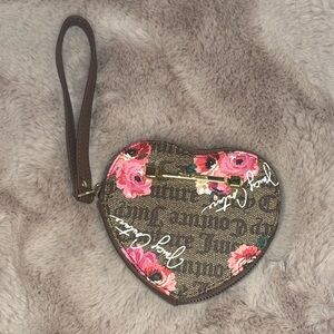 Juicy Couture Brown Floral Heart Wristlet